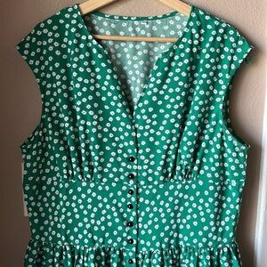 Plus Size Green Floral Dress